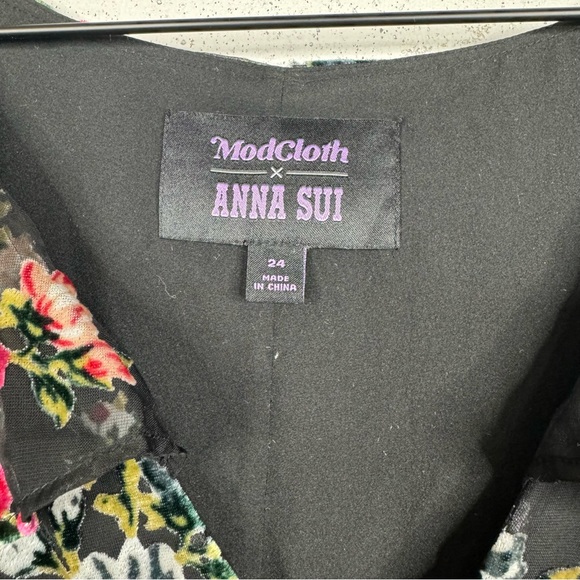 Mod Cloth Anna Sui Chic Ruffle Sleeve Floral Maxi Dress Size 24 - Picture 12 of 13